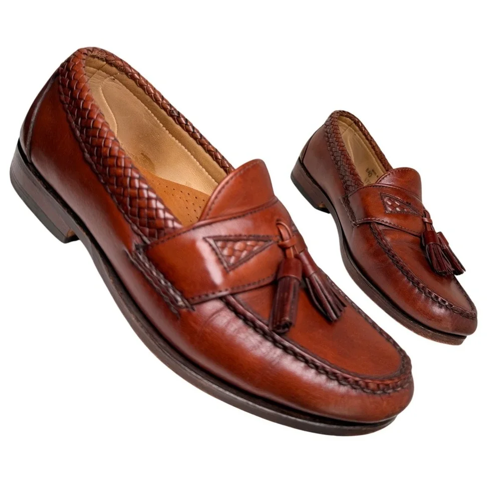 Allen Edmonds Maxfield Tassel Loafers Brown Leather Made USA Men’s 8.5D